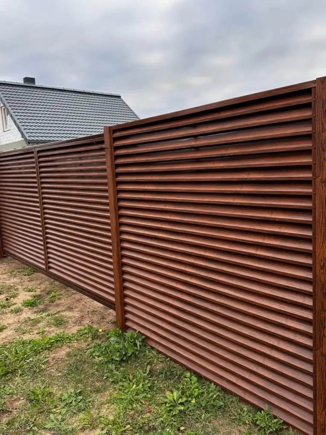 Забор-жалюзи из ламелей ЭКО-Z 58м Темный Дуб 3D Принтек фото 1 в Ульяновске